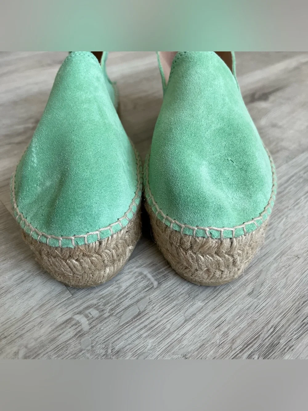 MANEBÍ Hamptons Suede Double Sole Espadrilles Shoe Pastel Mint EU 39 NIB Coastal